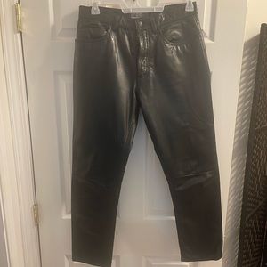 Men’s Black GAP Leather Jeans, Slim Fit & Button Fly